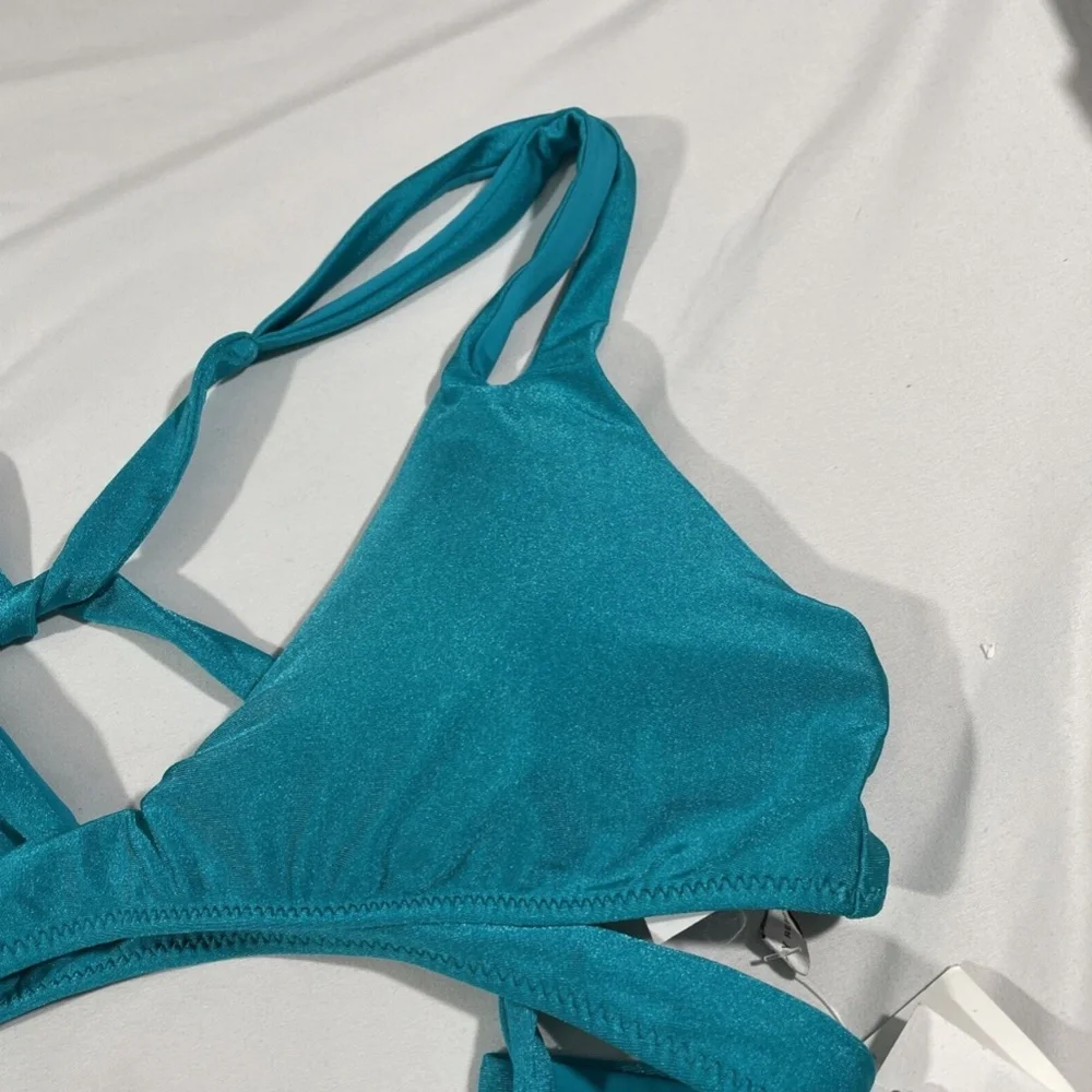 NWT‎ Becca Shimmer Wrap Bikini Top In Arcadia [ SZ Large ]